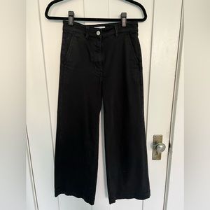 Everlane black cotton wide leg cropped denim